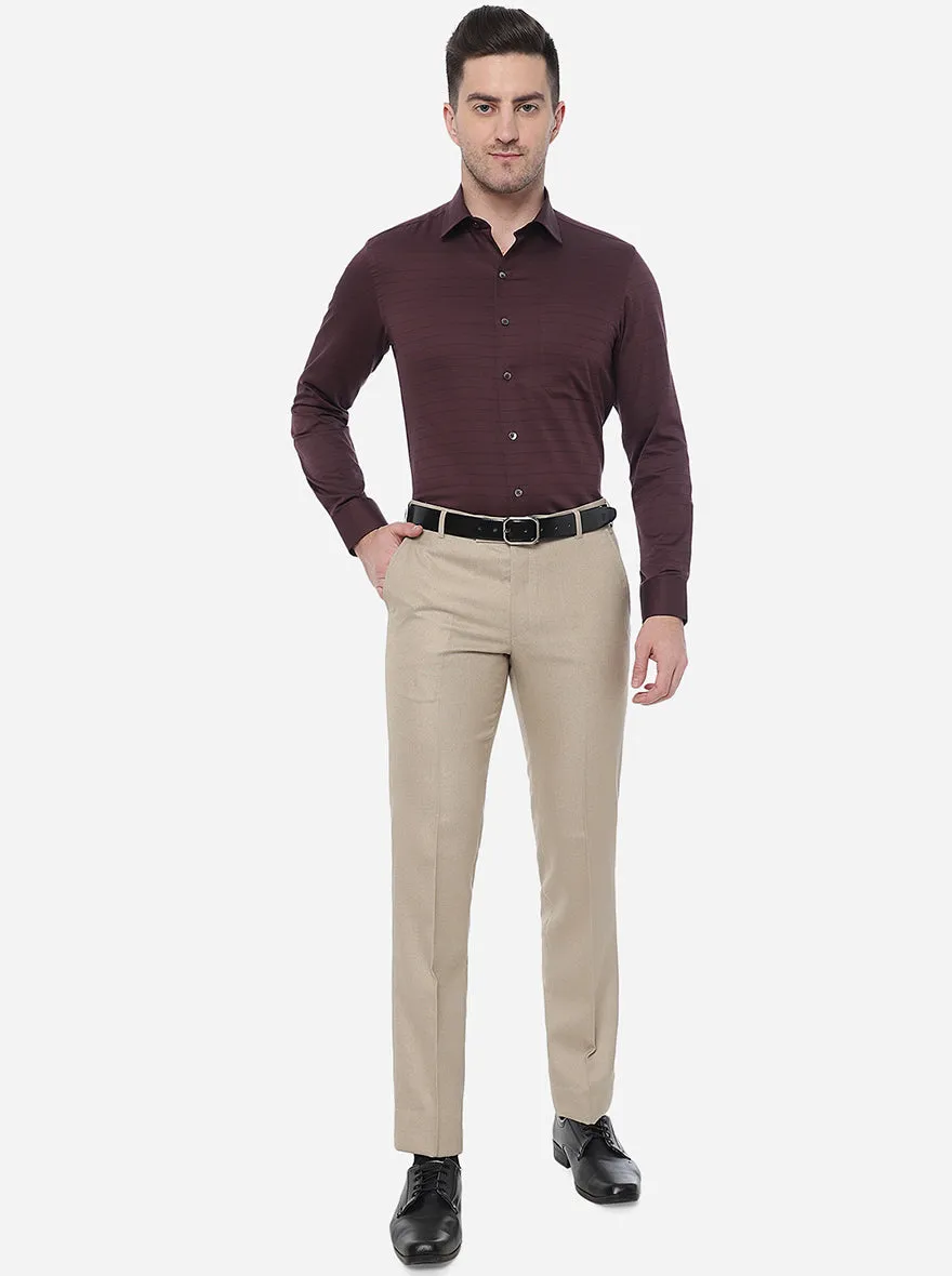 Wine Striped Slim Fit Formal Shirt | JadeBlue