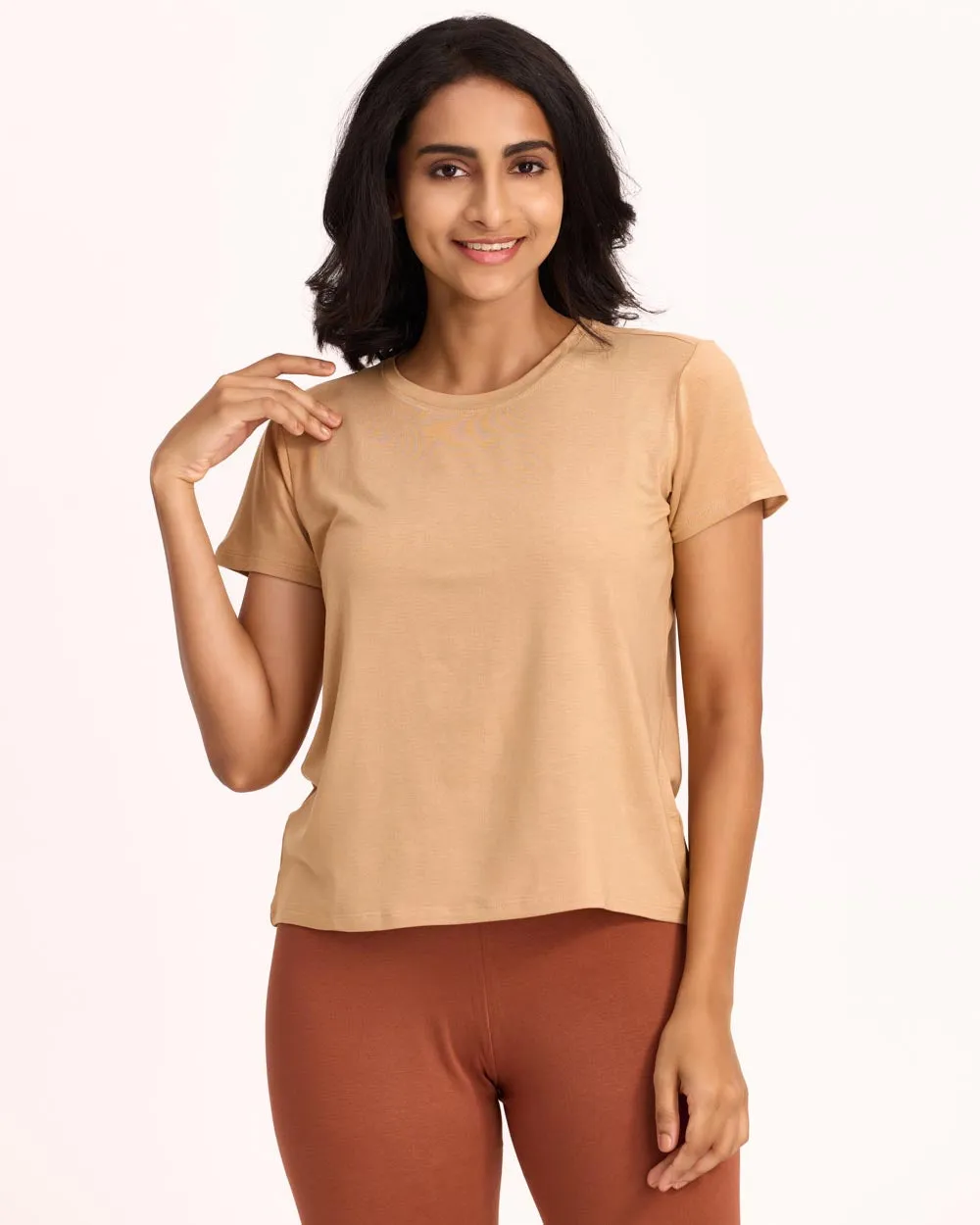 Women AM / PM Modal Tee - Camel Brown