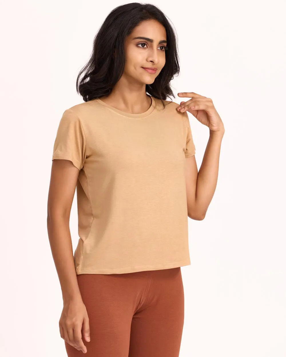 Women AM / PM Modal Tee - Camel Brown