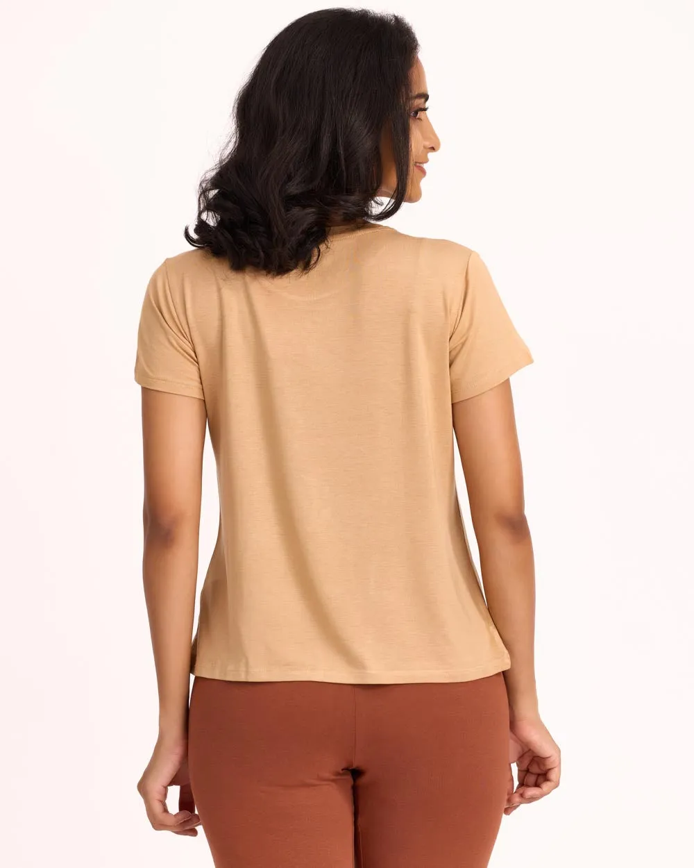 Women AM / PM Modal Tee - Camel Brown