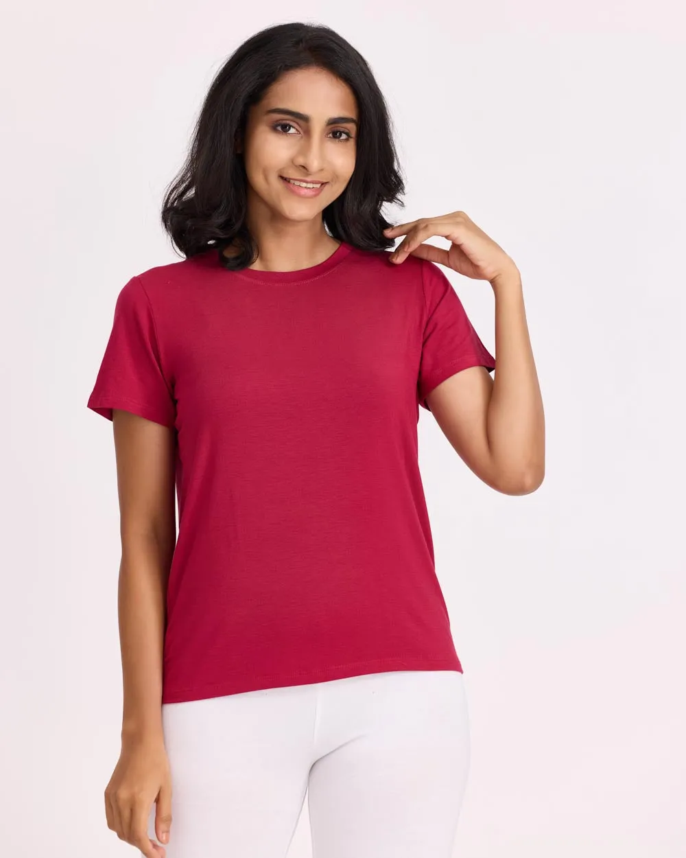 Women AM / PM Modal Tee - Red Wine