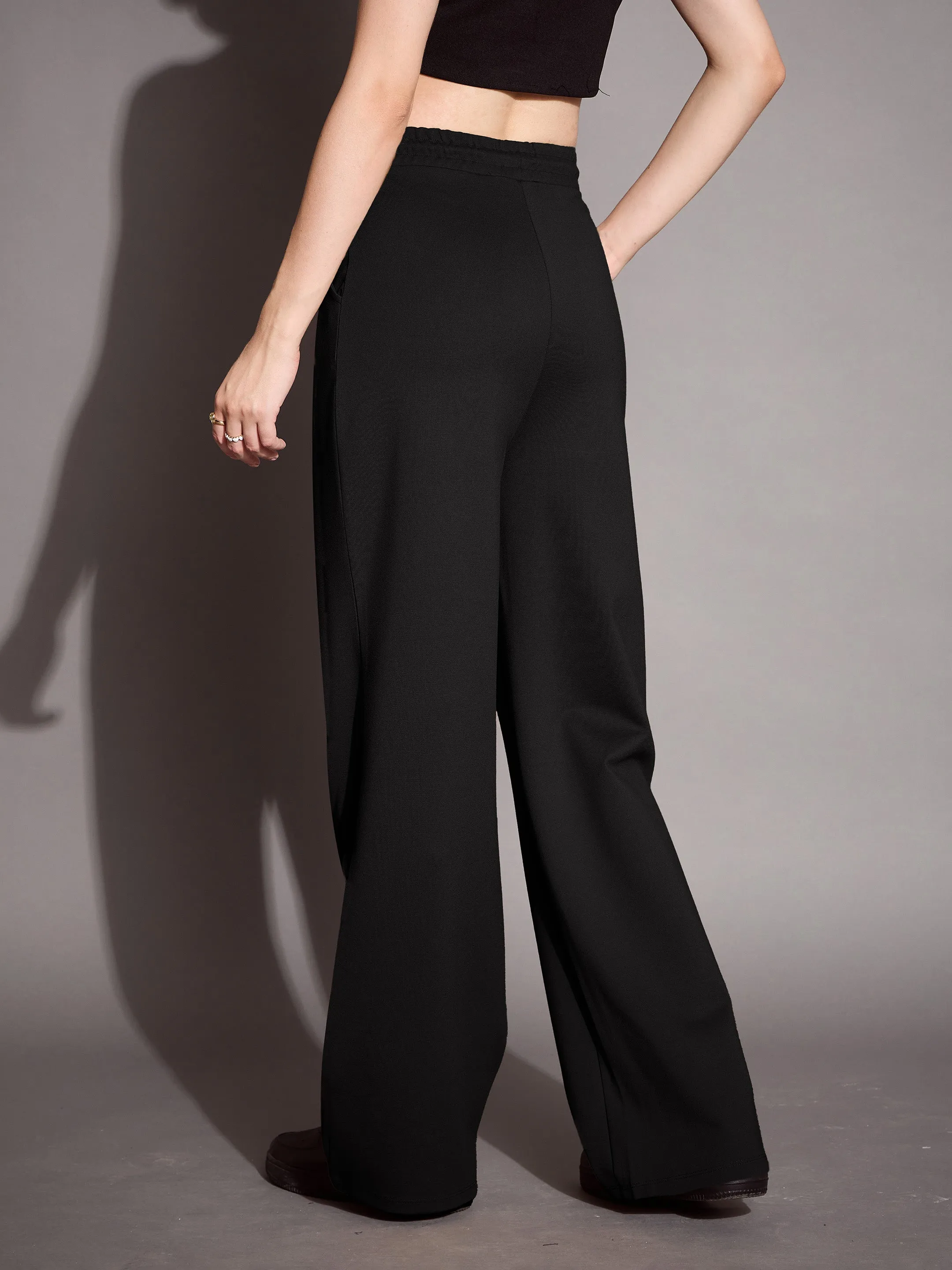 Women Black Relaxed Fit Track Pants