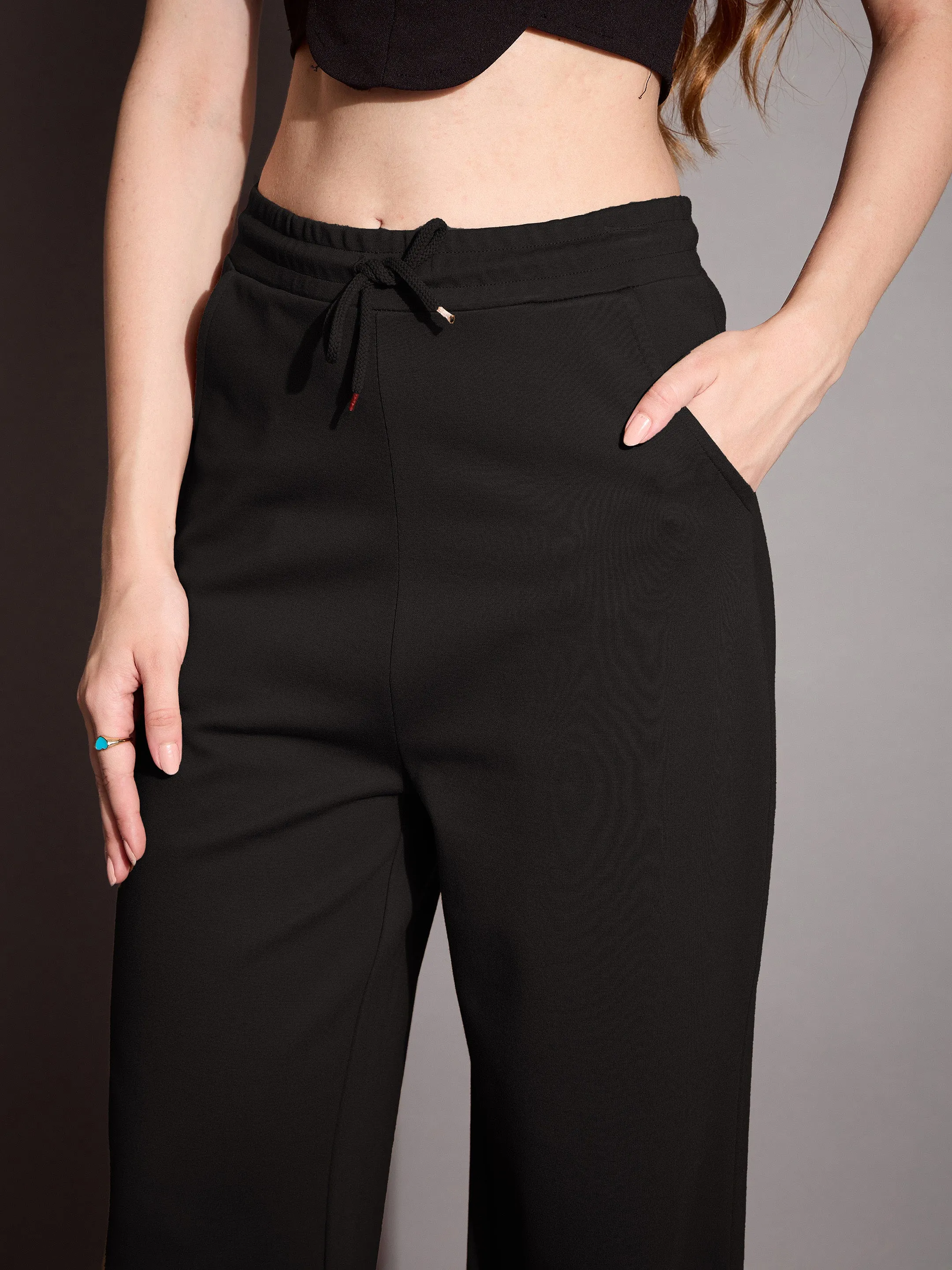 Women Black Relaxed Fit Track Pants