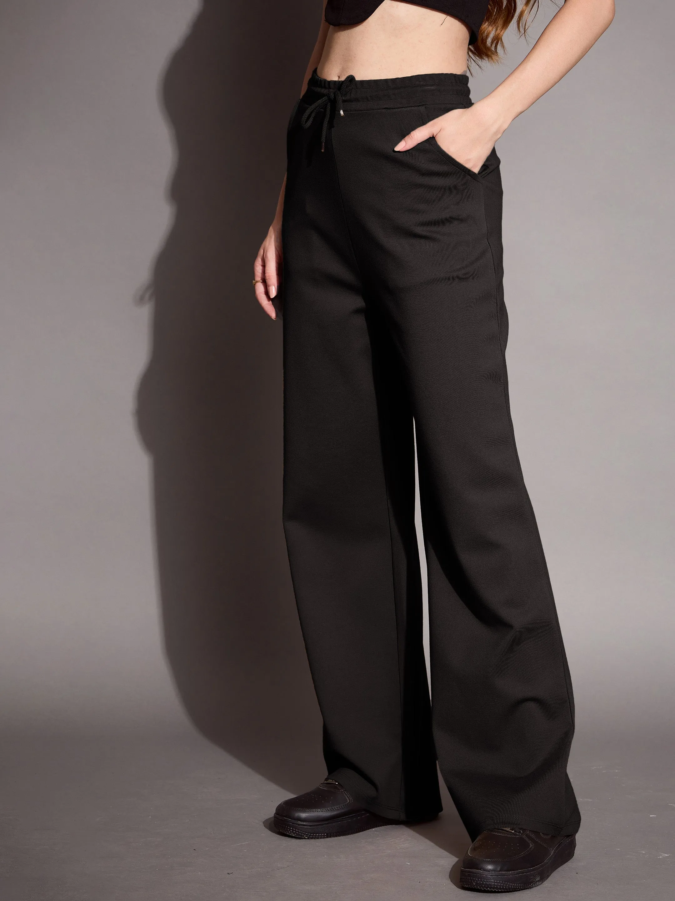 Women Black Relaxed Fit Track Pants