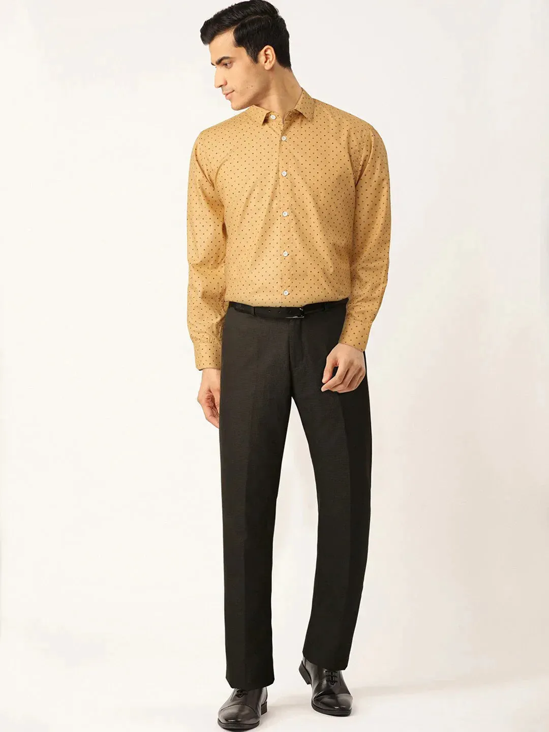 Yellow Men'S Cotton Printed Formal Shirts