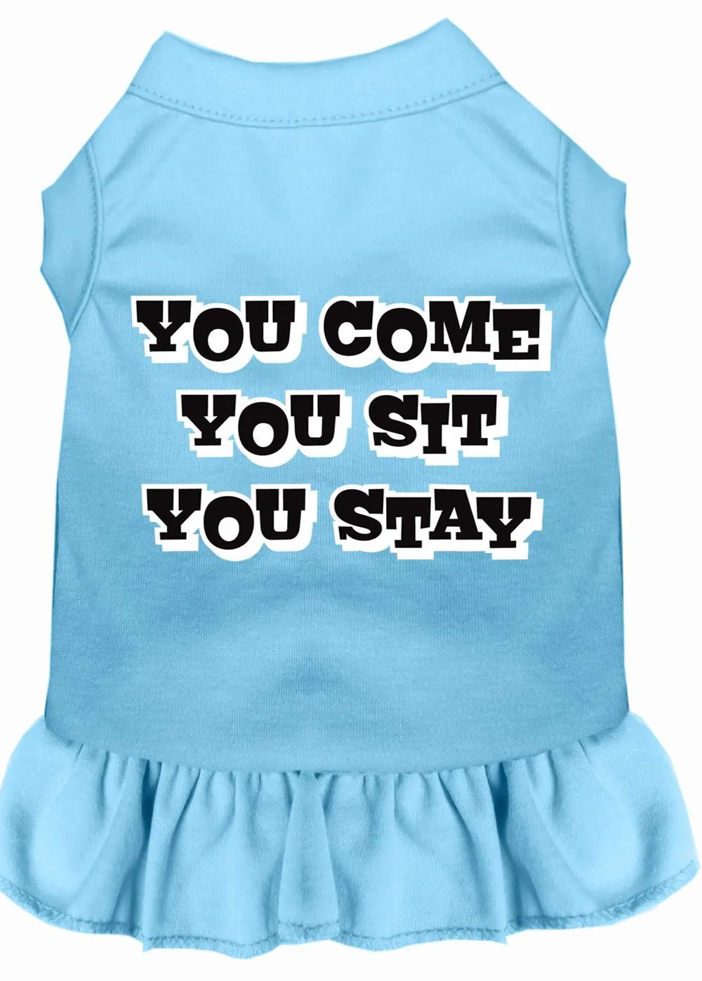 You Come, You Sit, You Stay Screen Print Dress Baby Blue Xxl (18)